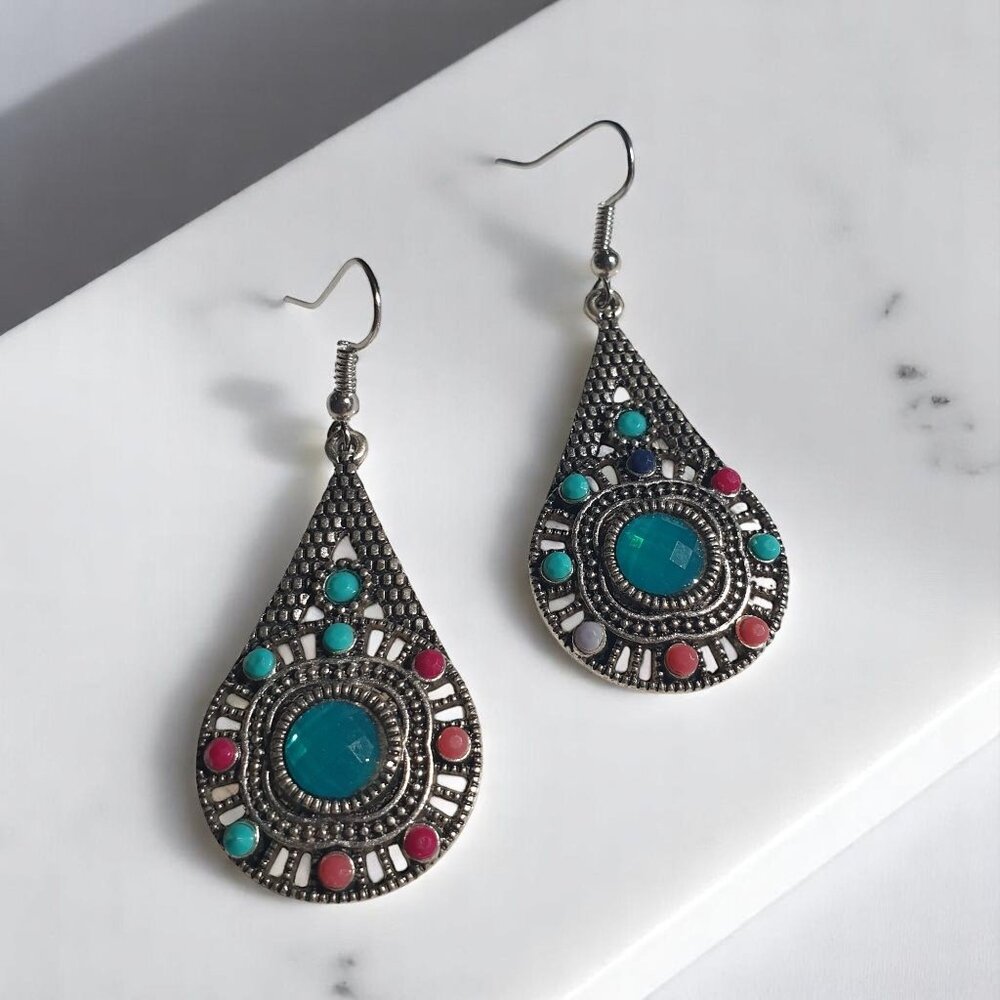 Bohemian Teardrop Dangle Women Earrings Colorful Acrylic Beach Core Fashion